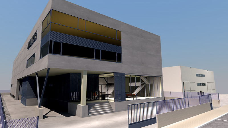Arquitectura 3D - Industrial - Facha de nave industrial Millasur Santiago de Compostela - A Coruña