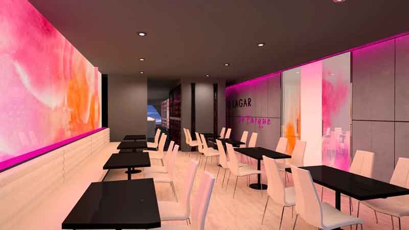 Interiorismo 3D - Hostelería - Comedor en cervecería restaurante A Coruña