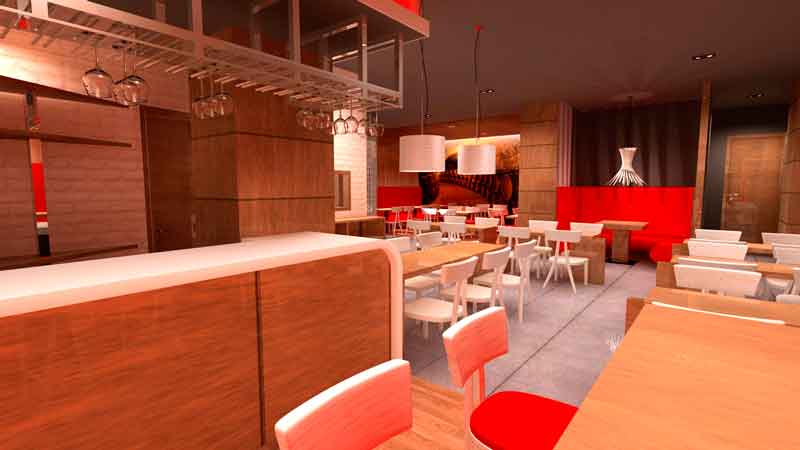 Interiorismo 3D - Hostelería - Reservado en cervecería restaurante Bilbao