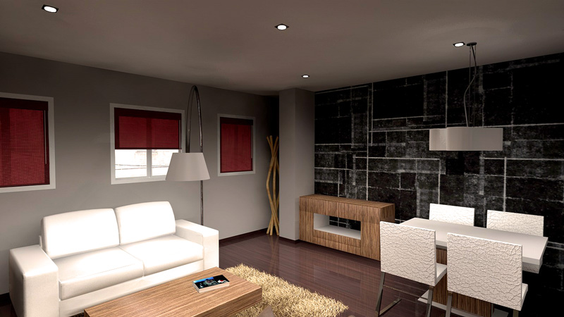 Interiorismo 3D - Salón - Salon comedor en piso Ourense