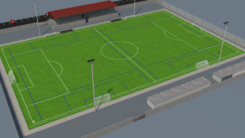 Arquitectura 3D - Deportes - Gradas para campo de fútbol del equipo Brexo-Lema en Cambre Cambre - A Coruña